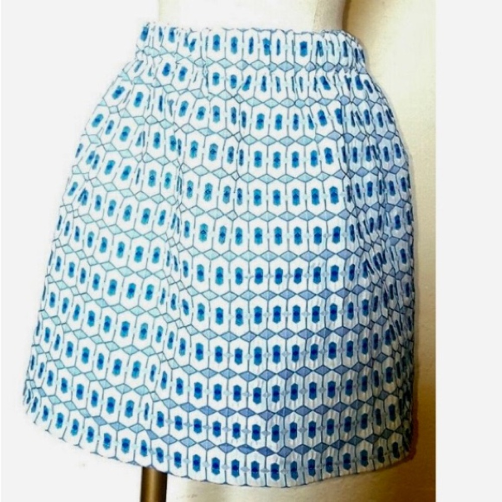 Pim + Larkin blue and white patterned mini skirt